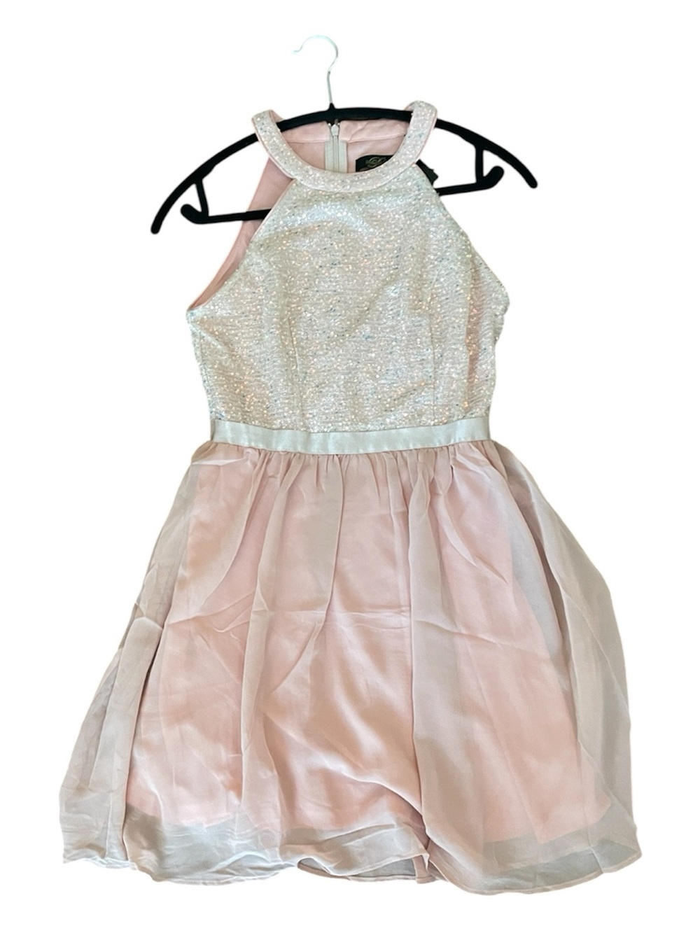 Formal Dress with Sparkle Bodice in Light Pink